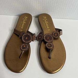 Matisse Fino Embellishments Bronze Leather Flip Flop/Sandals